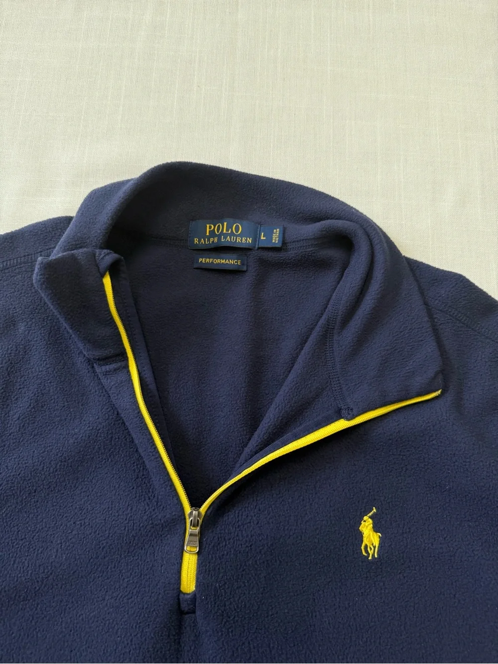 Polo Ralph Lauren Blue Performance Fleece 3/4 Zip Up Pullover Men’s Size L Pony